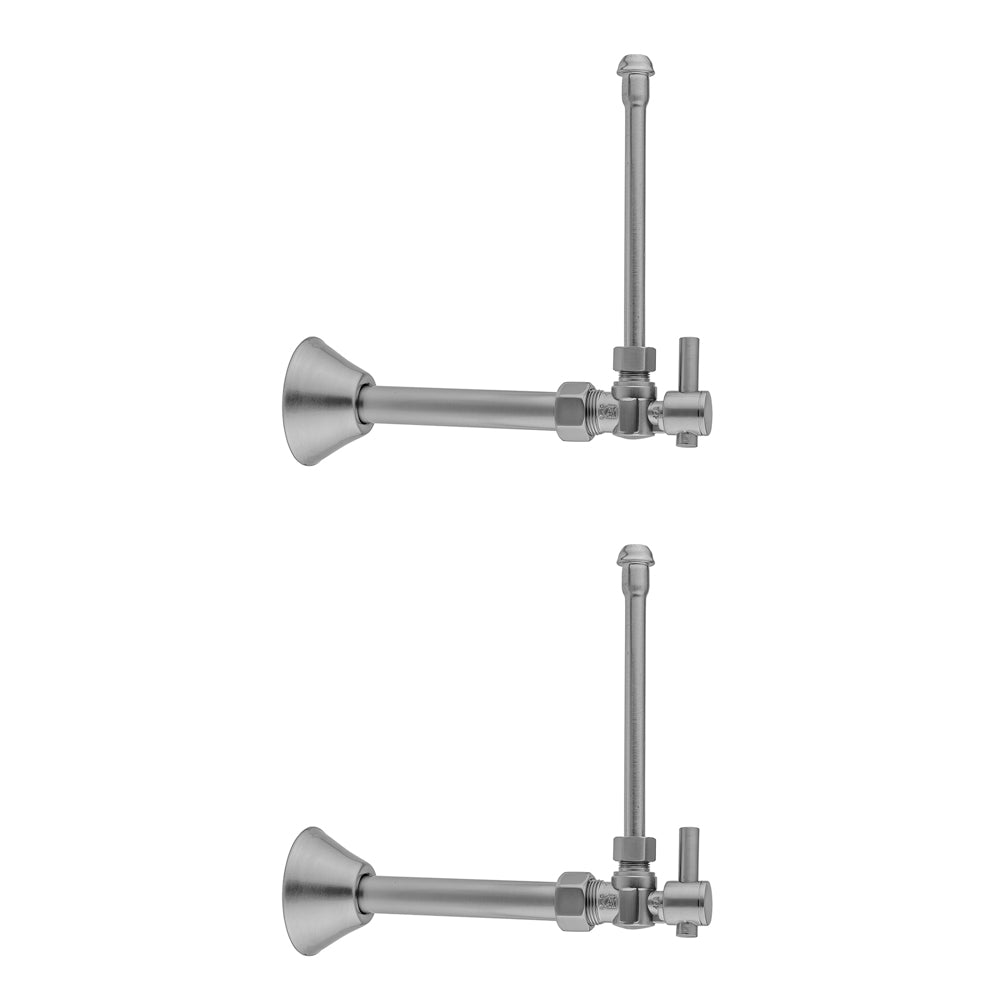 Black nickel compression valve with round lever handle, cover tube, and wall escutcheon plate.