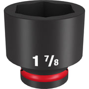 Black 1-7/8" standard socket with hexagonal opening and red grip band on 3/4" drive end.