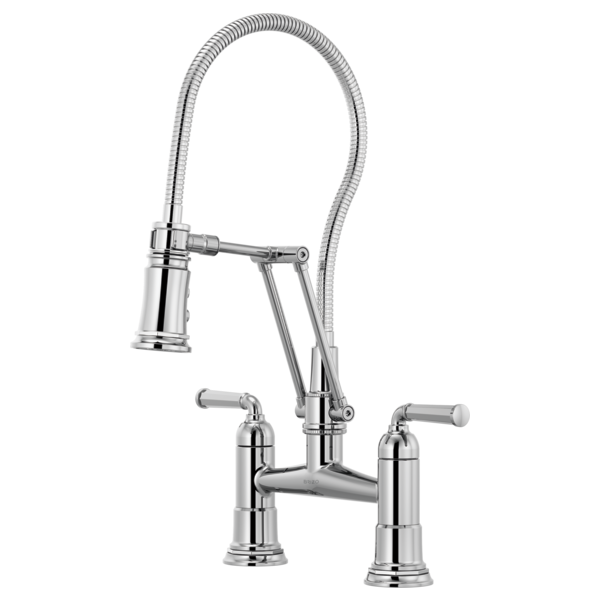 Brizo Rook Articulating Bridge Faucet with Finished Hose