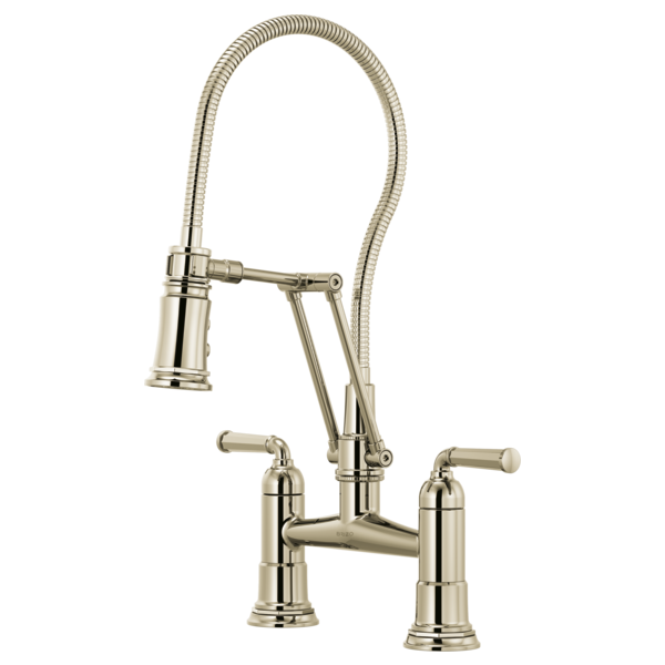 Brizo Rook Articulating Bridge Faucet With Finished Hose in Polished Nickel - 62174LF-PN