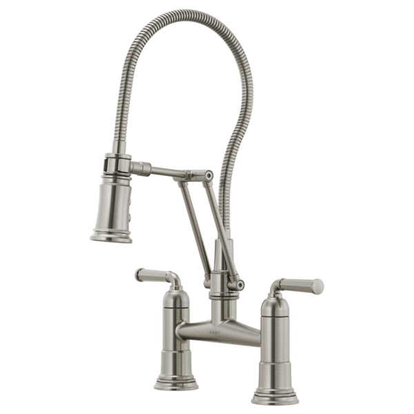 Brizo Rook Articulating Bridge Faucet with Finished Hose