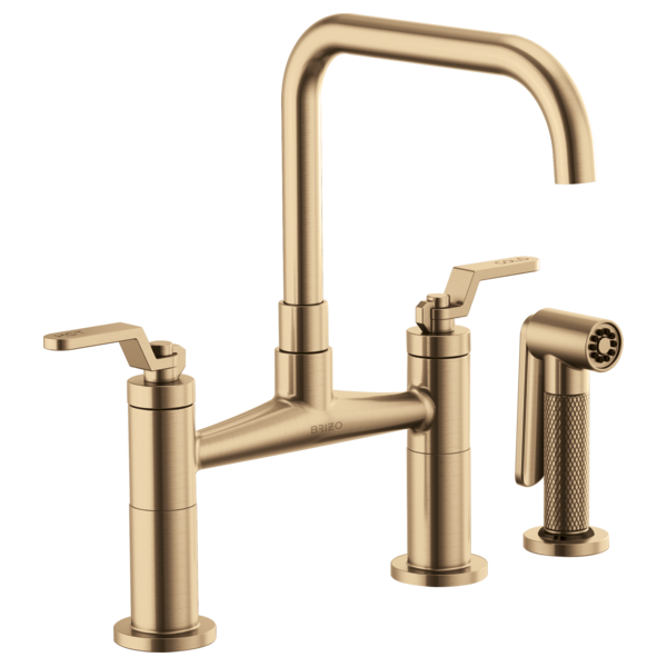Brizo Litze Bridge Faucet with Square Spout & Industrial Handle