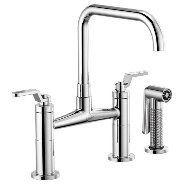 Brizo Litze Bridge Faucet with Square Spout & Industrial Handle