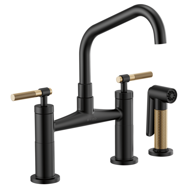 Brizo Litze Bridge Faucet with Angled Spout & Knurled Handle