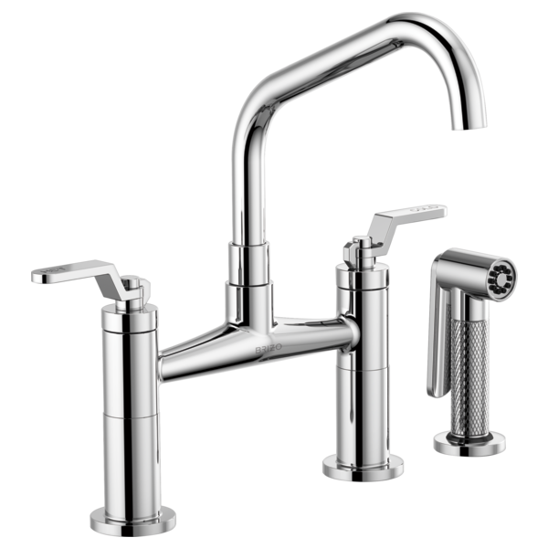 Brizo Litze Bridge Faucet with Angled Spout & Industrial Handle