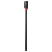 Black Milwaukee Quik-Lok holesaw extension with knurled grip collar and red band, 12 inches long with 7/16 inch shank.