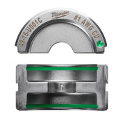 Milwaukee #1 copper U-style die with green indicator dot shown from top and side views.