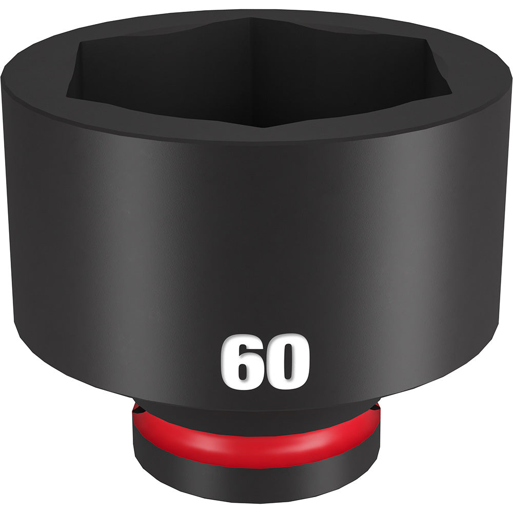 Black 60MM socket with hexagonal opening and red grip band on base.