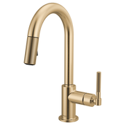 Brizo Litze Pull-Down Prep Faucet With Arc Spout - Knurled Handle in Luxe Gold - 63943LF-GL