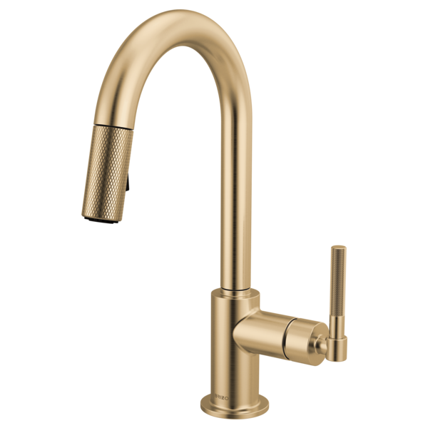 Brizo Litze Pull-Down Prep Faucet With Arc Spout - Knurled Handle in Luxe Gold - 63943LF-GL