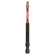 Milwaukee Shockwave T20 impact bit with red and black shaft, 3-1/2 inches long.