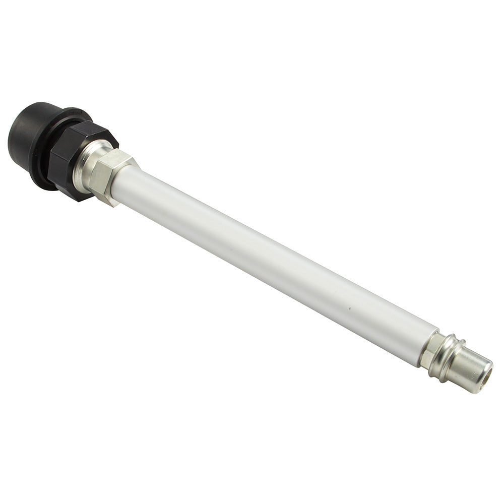 White cylindrical air extension tube with black connector fitting at one end and threaded port at the other.