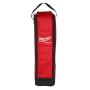 Red and black Milwaukee utility bag with black shoulder strap and zippered sides.