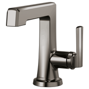 Black onyx single-handle lavatory faucet with angled spout and cylindrical side lever on circular base.