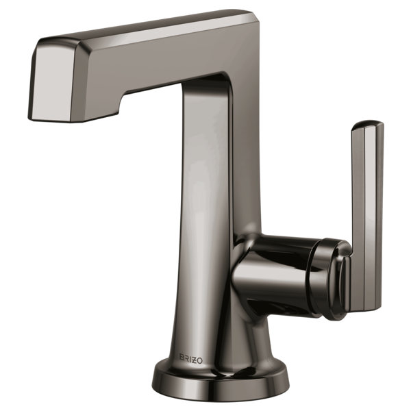 Black onyx single-handle lavatory faucet with angled spout and cylindrical side lever on circular base.
