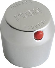 Chrome metering push handle with red button for Chicago Faucets MVP faucet.