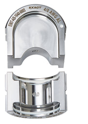 Milwaukee EXACT 4/0 aluminum U-style die with 12T cavity shown in top and bottom views.