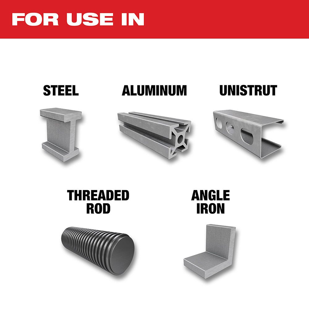 7-1/4 inch circular saw blade with thin metal cutting teeth, compatible with steel, aluminum, unistrut, threaded rod, and ang