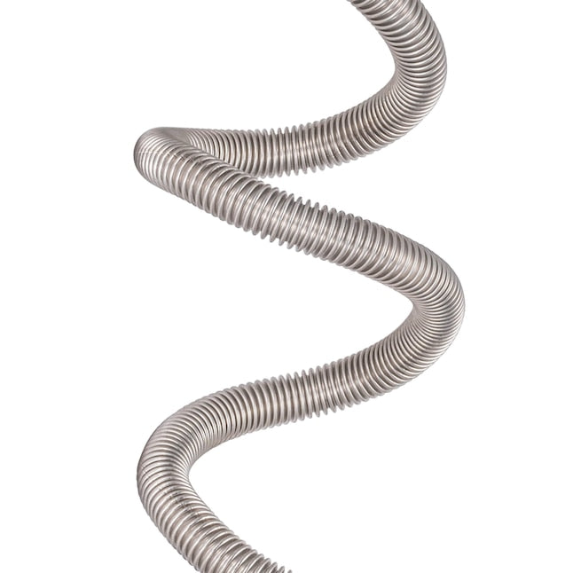 Stainless steel corrugated gas connector with flexible tubing and male inlet and outlet ports.