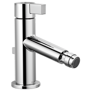 Polished chrome single-handle bidet faucet with cylindrical body, lever handle, and angled spray nozzle.