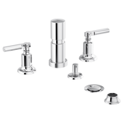 Brizo Invari bidet fixture set with chrome finish showing spout, lever handles, and mounting components.