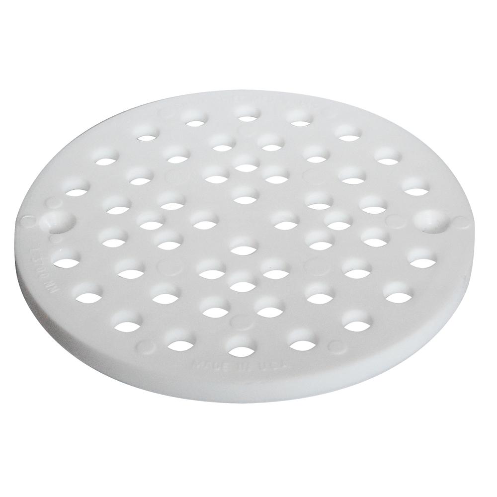White circular test plug with multiple small holes distributed across flat surface.