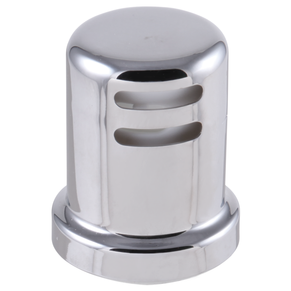 Chrome and white cylindrical air gap with horizontal slot vents and domed top.