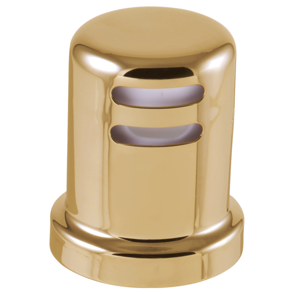 Brushed gold cylindrical air gap with horizontal slot openings and rounded dome top.
