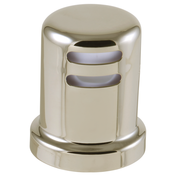 Cylindrical chrome air gap with horizontal louvered vents and rounded cap top.