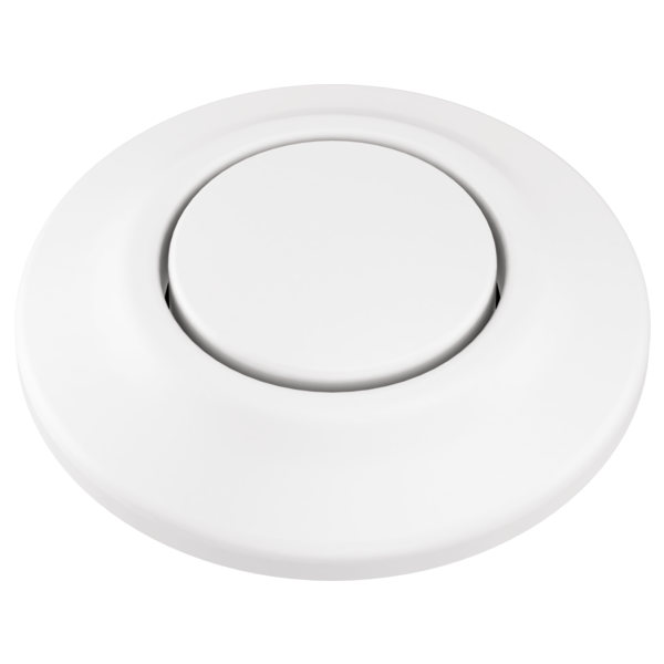 White round air switch with centered oval button and recessed design.