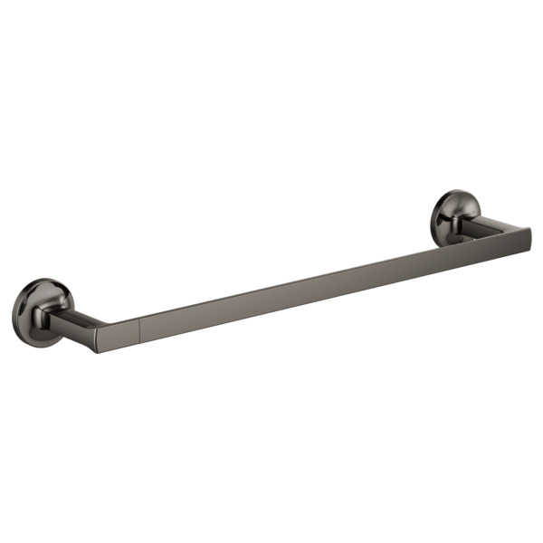 Dark gray rectangular towel bar with circular wall-mounted end brackets on both sides.