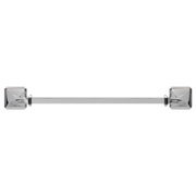 Chrome towel bar with square mounting brackets on each end, 18 inches wide.
