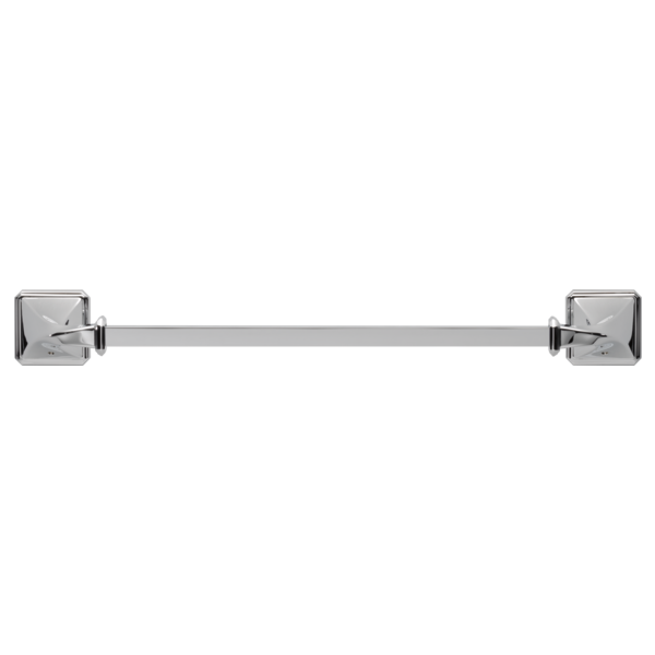 Chrome towel bar with square mounting brackets on each end, 18 inches wide.