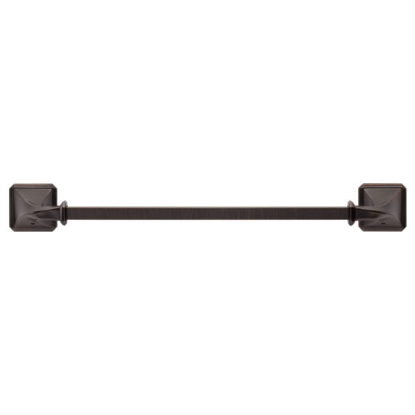 Black metal towel bar with square mounting brackets on each end.