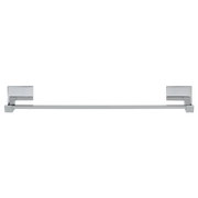 Stainless steel towel bar with square mounting brackets on each end.