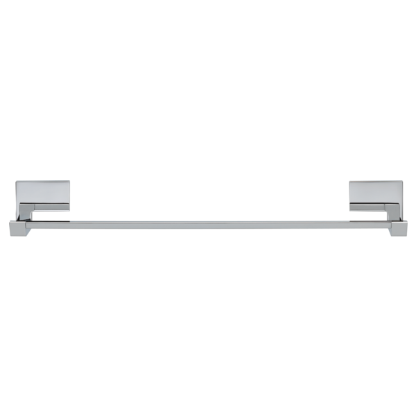 Stainless steel towel bar with square mounting brackets on each end.