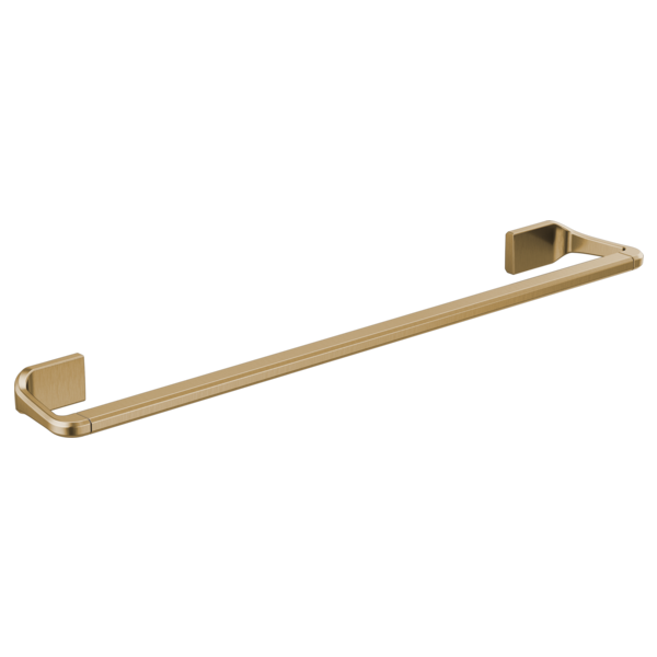 Champagne bronze towel bar with squared rectangular mounting brackets at each end.