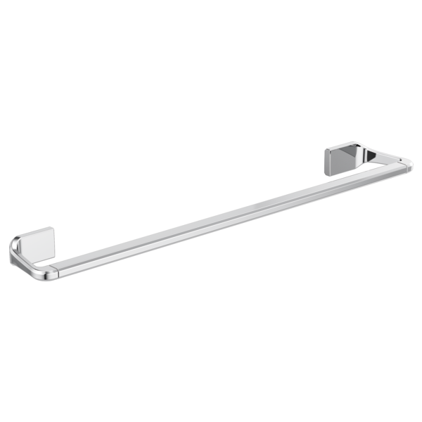 Chrome towel bar with square wall mounts on each end, approximately 18 inches long.