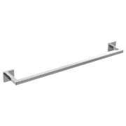 Chrome 24-inch towel bar with angular geometric wall-mounted brackets.