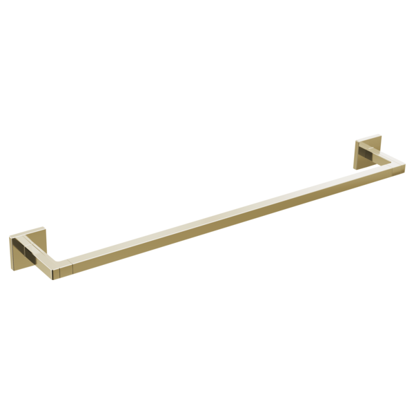 Champagne bronze 24-inch towel bar with geometric square mounting brackets on each end.
