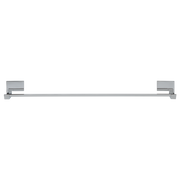 Chrome towel bar with square mounting brackets on each end.