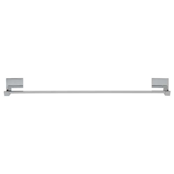 Chrome towel bar with square mounting brackets on each end.
