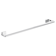 Chrome horizontal towel bar with square mounting brackets on each end.
