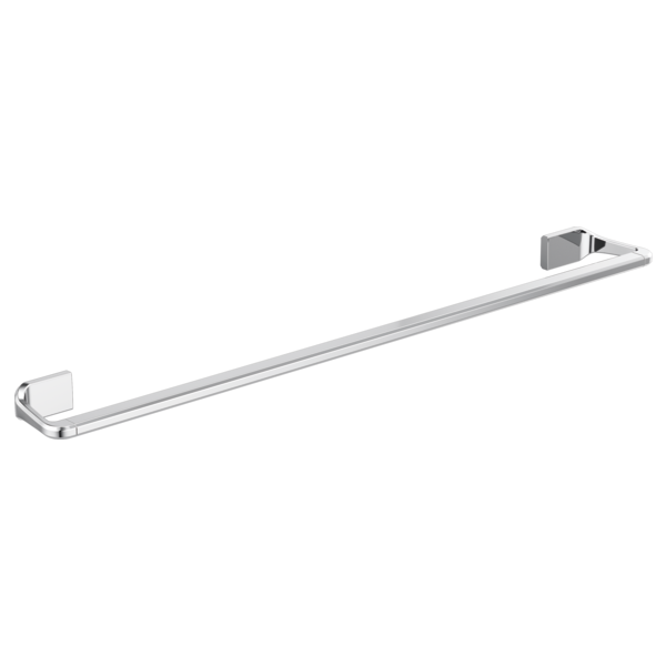 Chrome horizontal towel bar with square mounting brackets on each end.