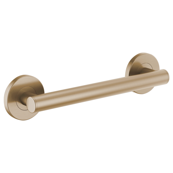 Brushed bronze cylindrical grab bar with circular wall-mounted flanges on each end.