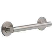 Stainless steel cylindrical grab bar with round mounting flanges on each end.