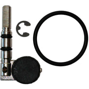Caleffi valve repair kit with metal cartridge, black seals, and rubber ring component.