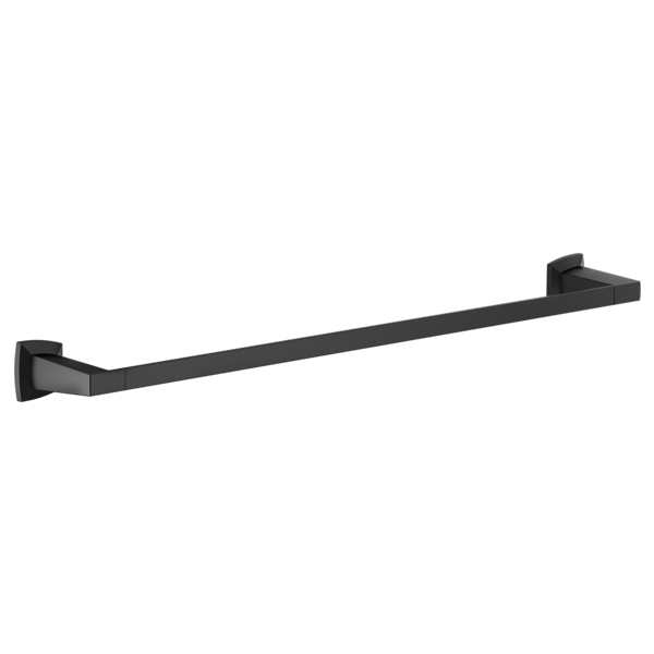 Black metal towel bar with square wall-mounted brackets on each end.