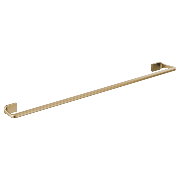 Brushed gold towel bar with square mounting brackets at each end.