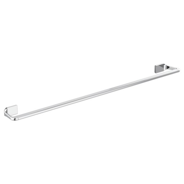 Chrome towel bar with square wall mounts at each end, approximately 30 inches long.